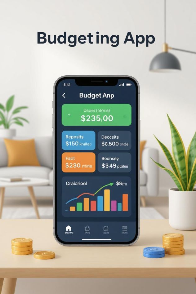 smartphone screen showing a budgeting app with slot icons